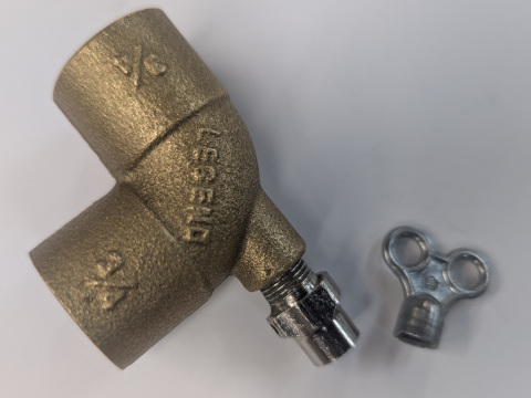 Proper valve key for bleeding baseboards and radiators